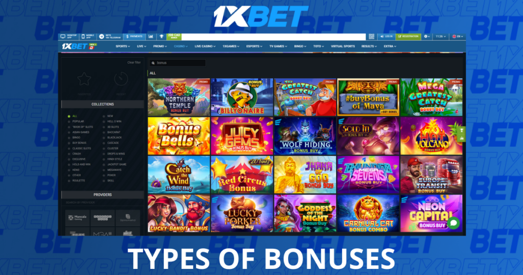 1xBet Malaysia types of bonuses